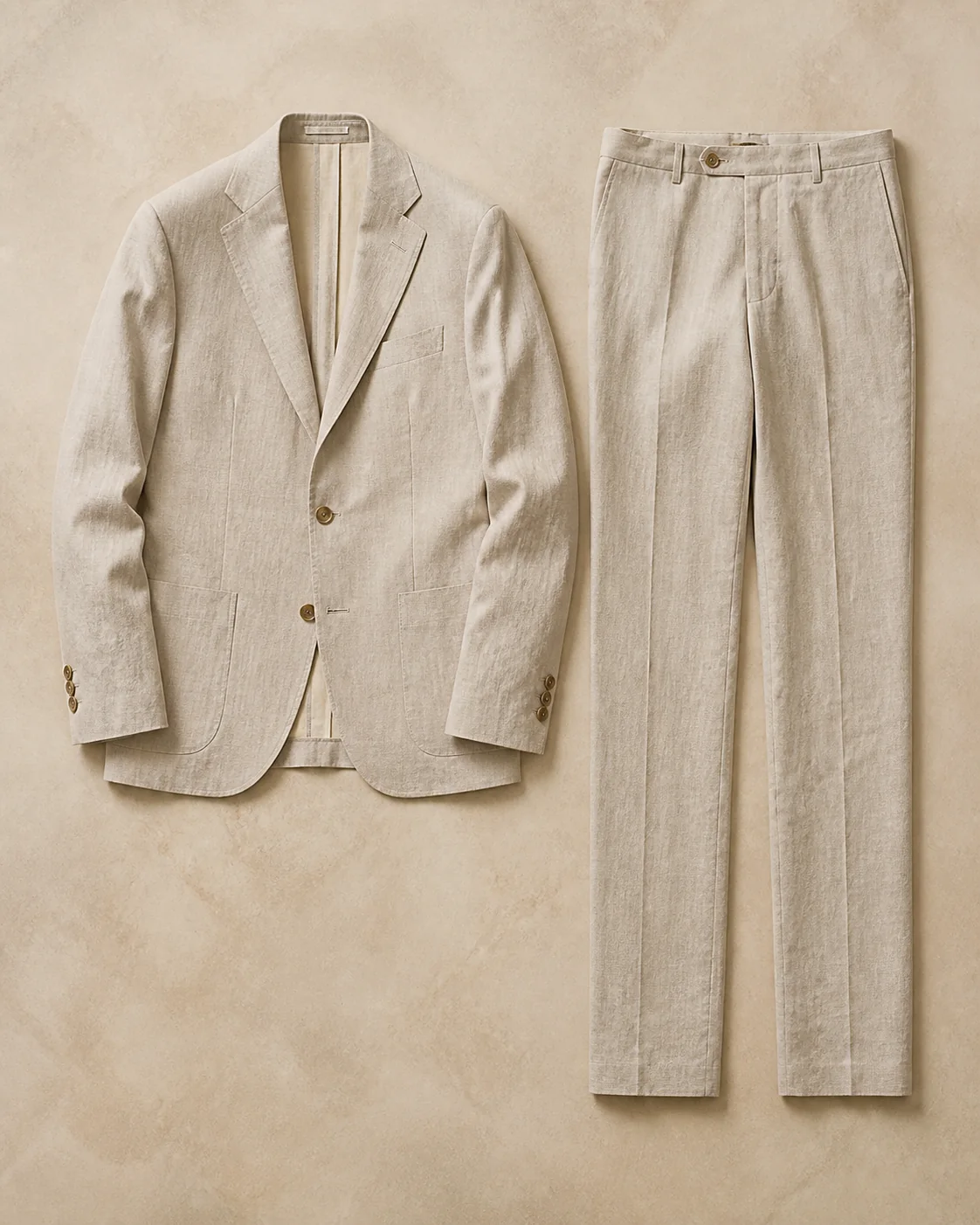 Traje de lino clásico en beige